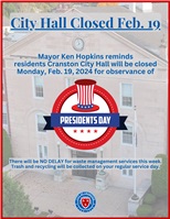 City Hall Closed Feb. 19 for Presidents Day